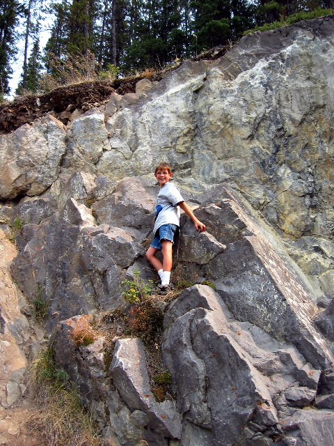 Aron climbs, Sundance Trail, Banff