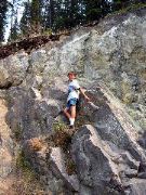 Aron climbs, Sundance Trail, Banff