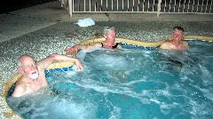 Arthur, Kerstin, Leonard in hot tub at Palm Springs
